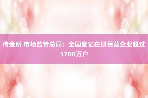 传金所 市场监管总局：全国登记在册民营企业超过5700万户